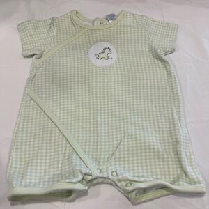 Y2K The Children's Place Light Green Baby Romper Unisex Giraffe Size 6-9 Months